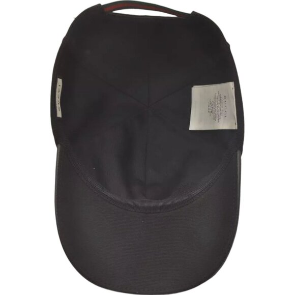 087273AR (S3) Gucci Cap Web Sherry Line Interlocking Black Canvas - Picture 10 of 14